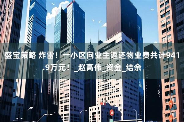 盛宝策略 炸雷！一小区向业主返还物业费共计941.9万元！_赵高伟_资金_结余